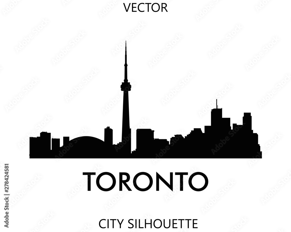 Toronto skyline silhouette vector of famous places
