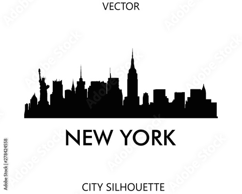 New York skyline silhouette vector of famous places