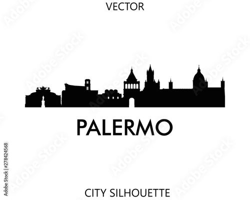 Palermo skyline silhouette vector of famous places