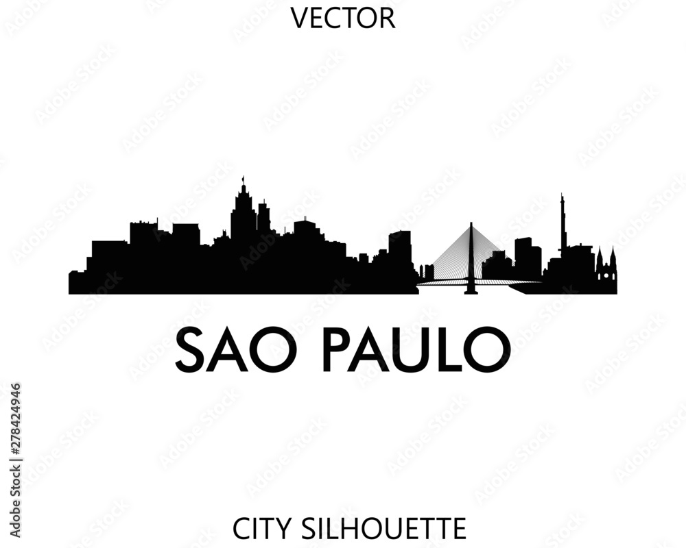 Sao Paulo skyline silhouette vector of famous places