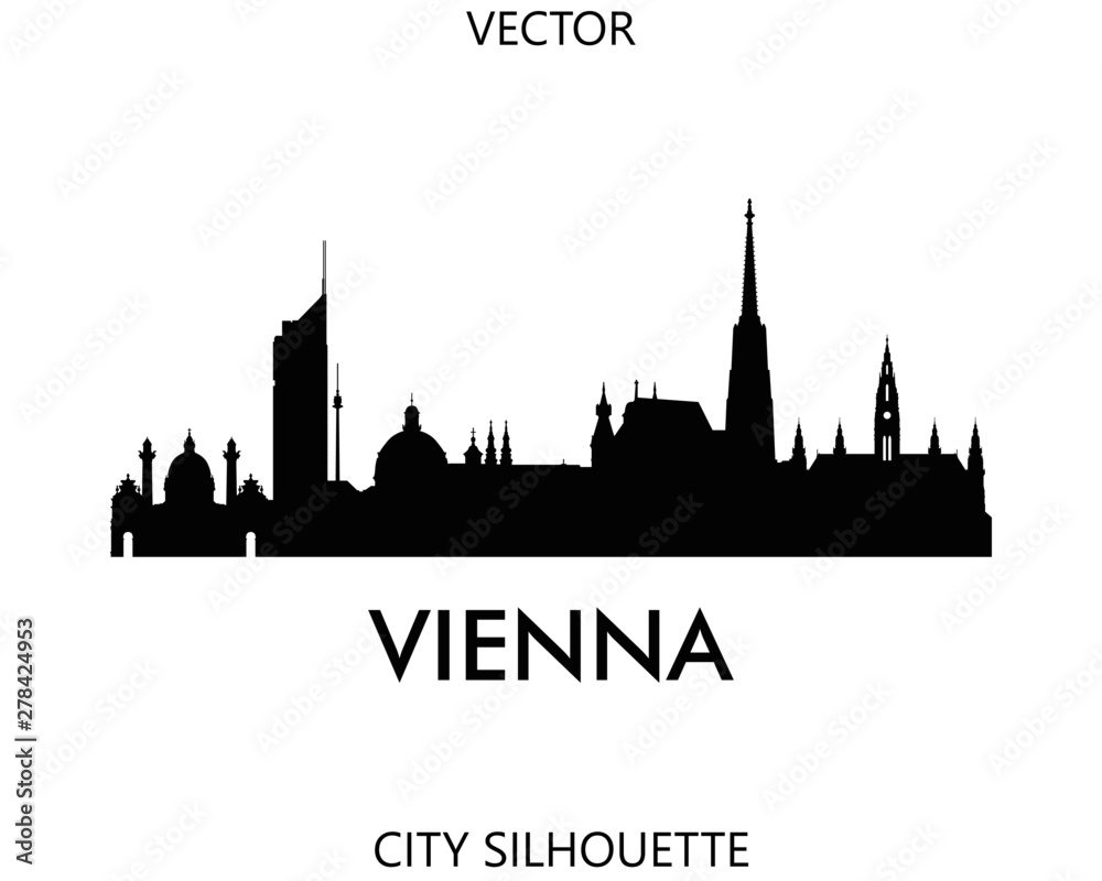 Vienna skyline silhouette vector of famous places