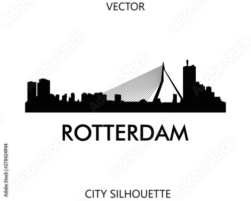 Rotterdam skyline silhouette vector of famous places