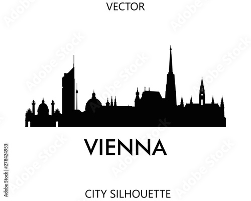 Vienna skyline silhouette vector of famous places