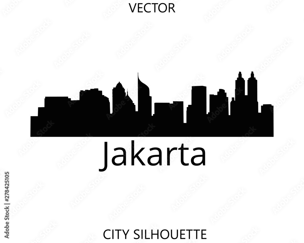 Fototapeta premium Jakarta skyline silhouette vector of famous places