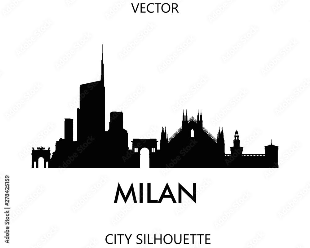 Milan skyline silhouette vector of famous places