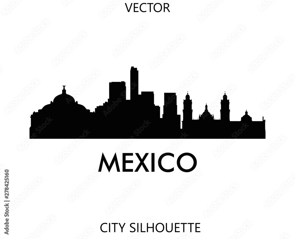 mexico skyline silhouette vector of famous places