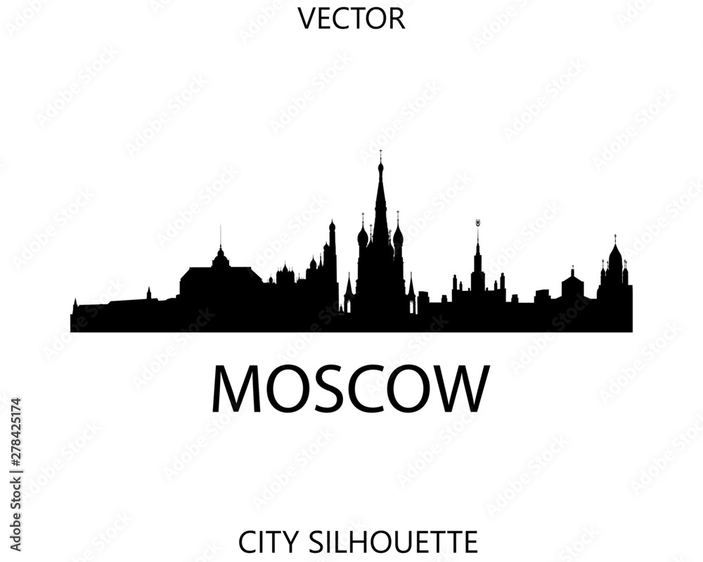 Fototapeta premium Moscow skyline silhouette vector of famous places