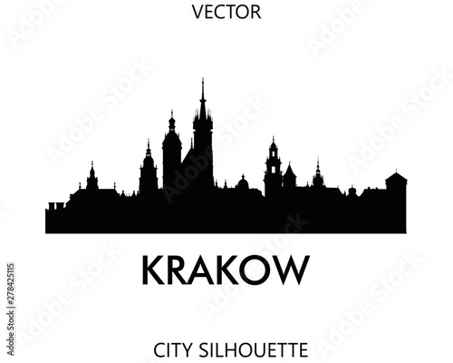 Krakow skyline silhouette vector of famous places photo