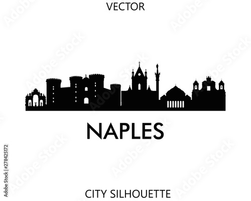 Naples skyline silhouette vector of famous places photo