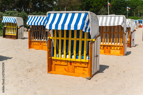  Beach chair on sand beach