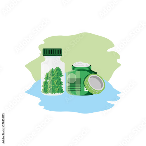 cannabis bottle product with pomade