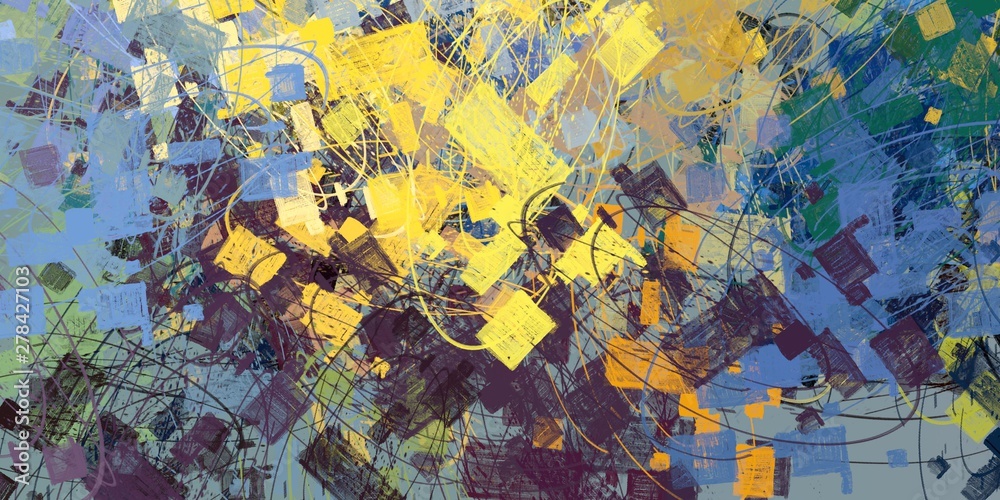 Fototapeta premium Canvas painting. Colorful background texture. 2d illustration. Texture backdrop.
