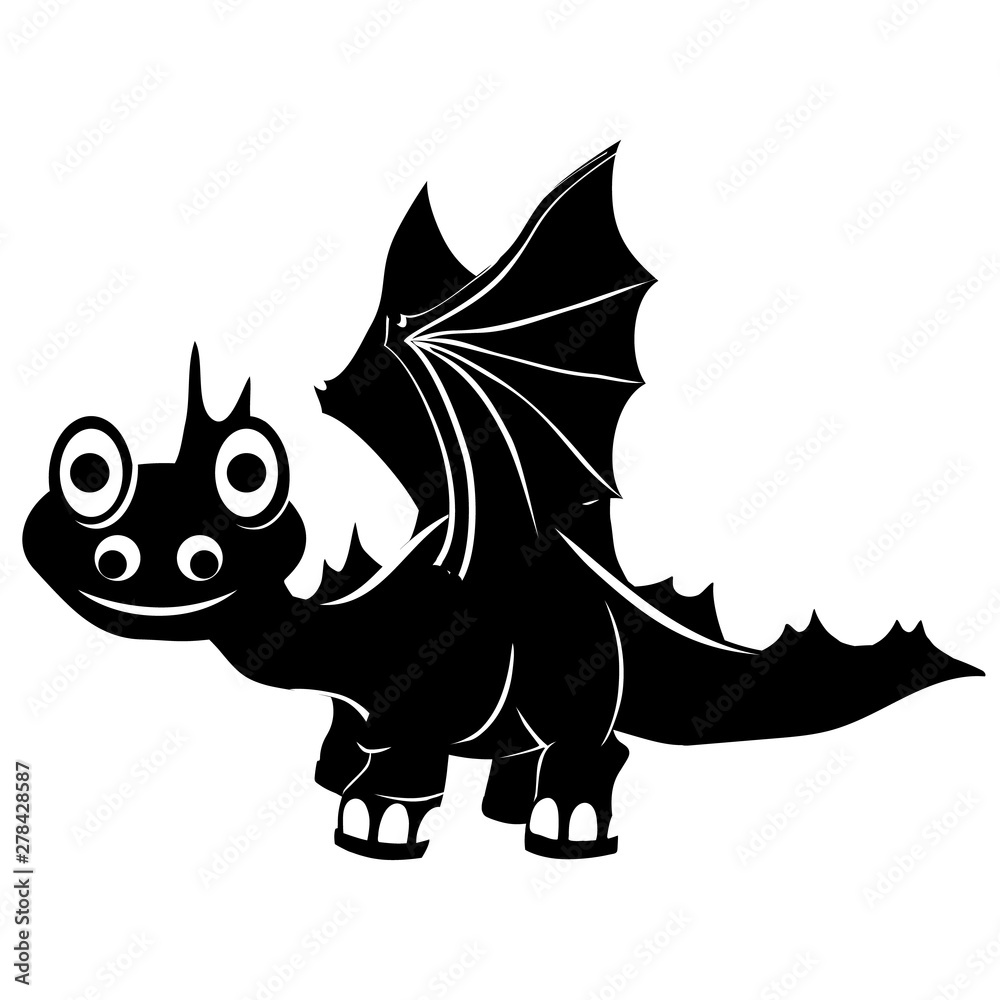 Fototapeta premium Black silhouette of a dinosaur on a white background.