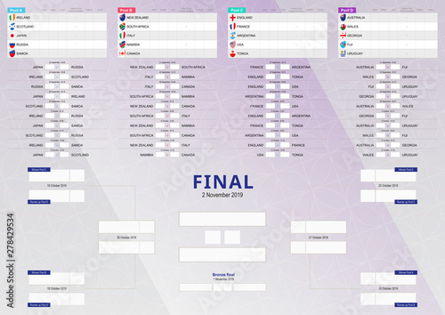 Rugby 2019 Match Schedule, all matches and country Flags.