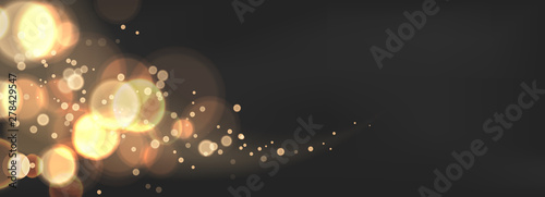 Rich black background design with golden bokeh decoration
