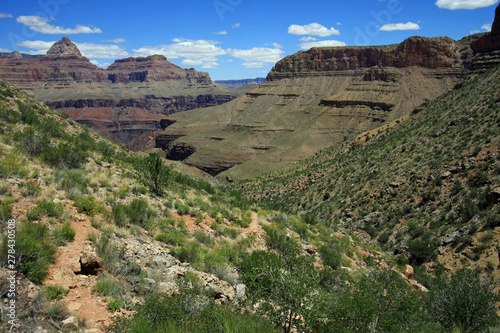 View of the inner canyon from the Grandview Trail in Grand Canyon National Park, Arizona.