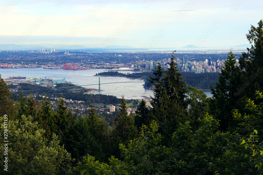 Scenic view of Vancouver, BC Canada from Cypress Mountain look out point. 