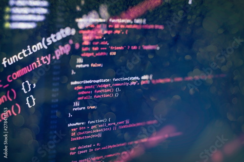 Big data storage and cloud computing representation. Programming . Developer working on web sites codes in office.