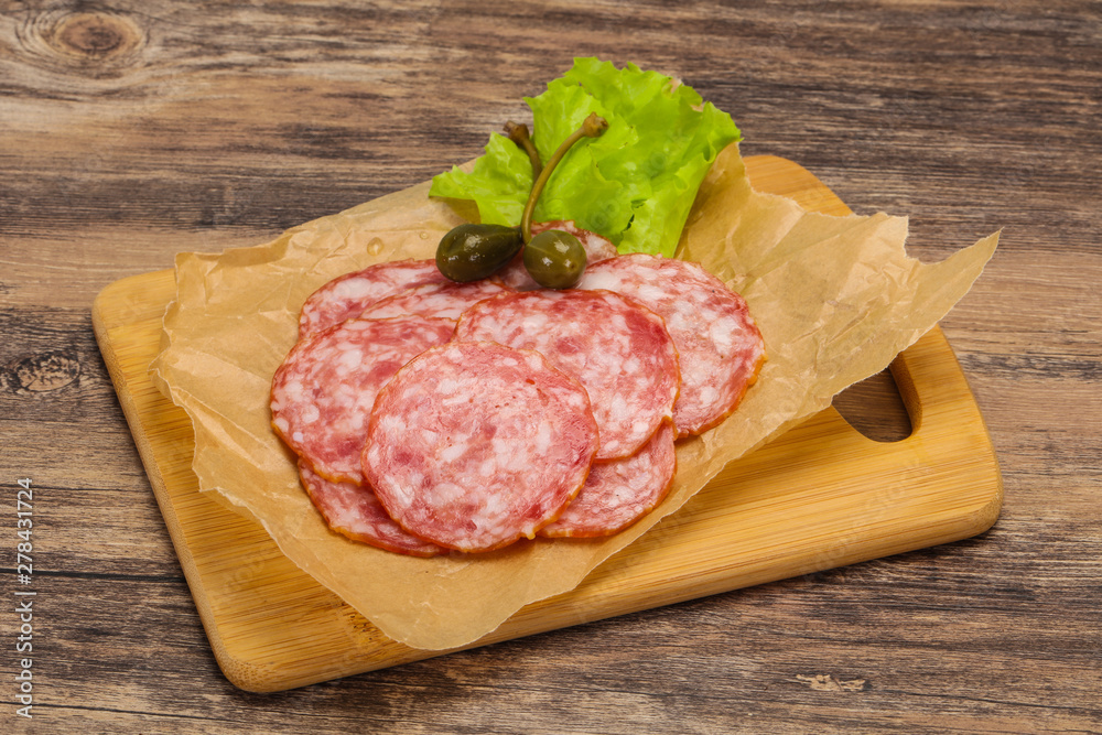 Spanish Salchichon sausage with salad