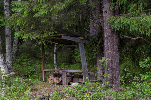 Typical simple Moos hunting shelter from the Northern Sweden