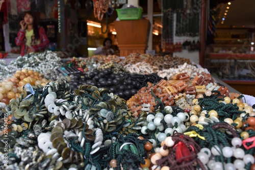market in thailand selling beads