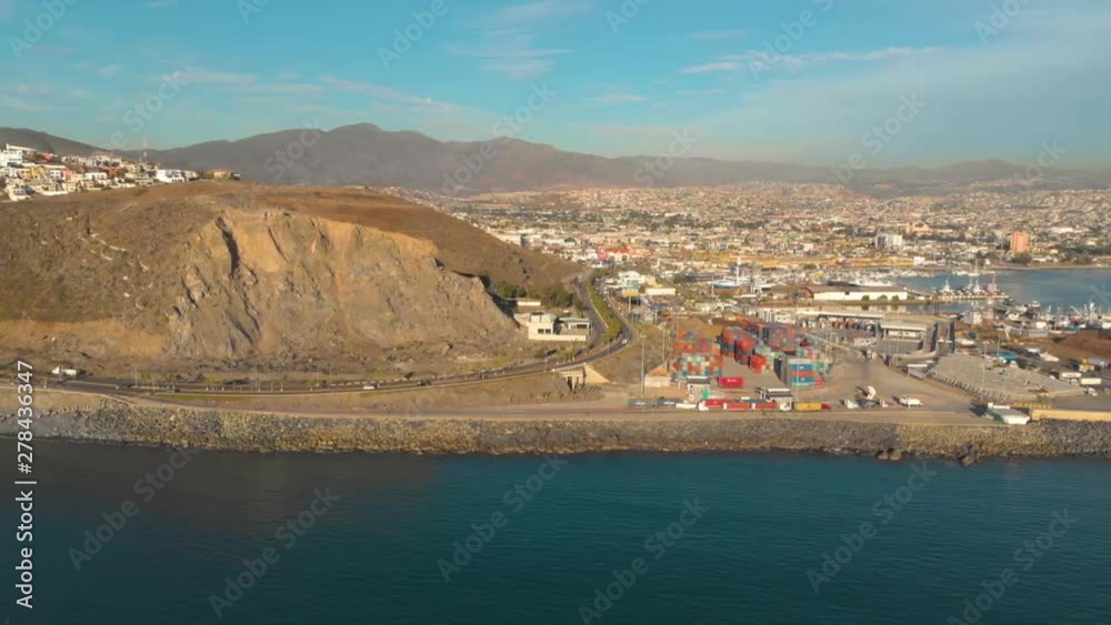 Bird's eye view of Ensenada, Mexico from high above Bird's eye view of Ensenada, Mexico from high above