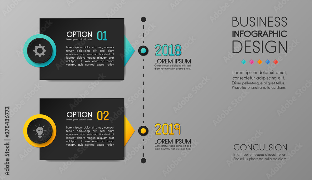 Colourful infographic - timeline with 2 steps. Vector Colourful infographic - timeline with 2 steps. Vector