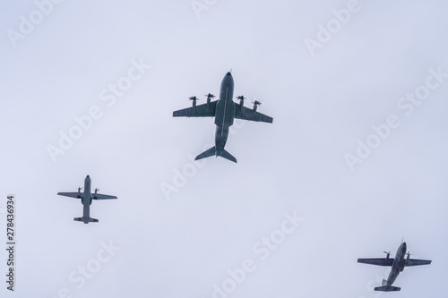 Paris, France - 07 17 2019: Air show of July 14. Support to fighters
