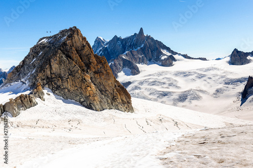 Alpine mountains peaks view landscape, Mont Blanc massif.