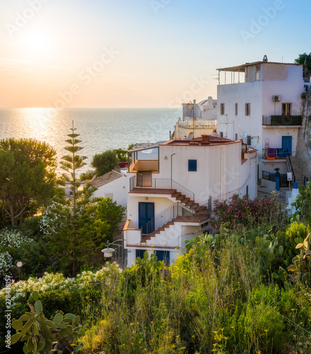 Scenic sunset in Peschici  Foggia Province  Apulia  Puglia   Italy.