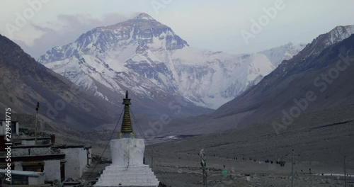 A view of Mount Everest in Qomolangma National Park from the Rongbuk Monastery in the Tibet Autonomous Region near Tingri, China. 