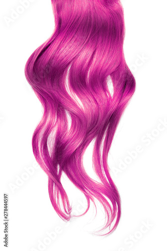Pink wavy hair isolated on white background
