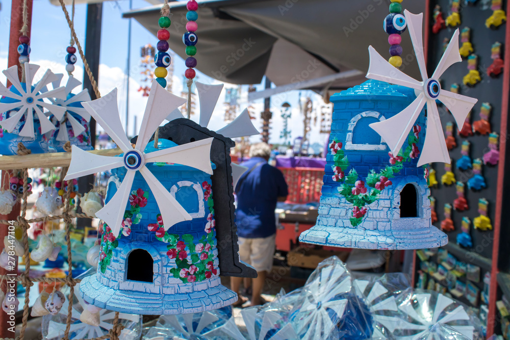 They sell small windmill as a souvenir. The island of Cunda was taken by the coast.