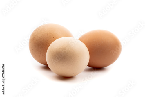 chicken eggs on white background