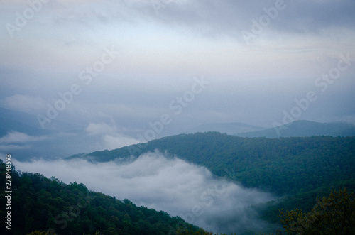 misty valley in shenandoah national park usa
