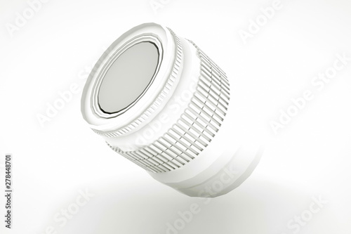 White Professional Camera Lens. 3D illustration