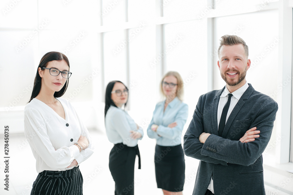 group of successful employees standing in the office group of successful employees standing in the office