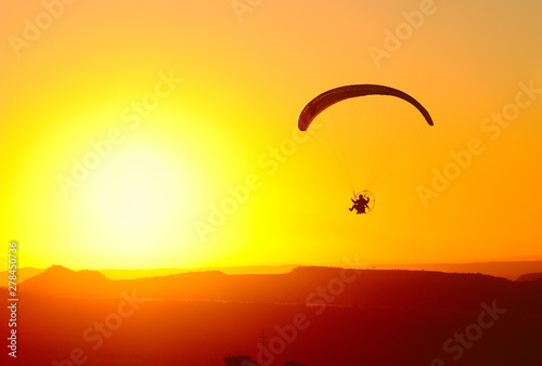 Flaying to Sunset on Paramotor - In Brazilian sky.