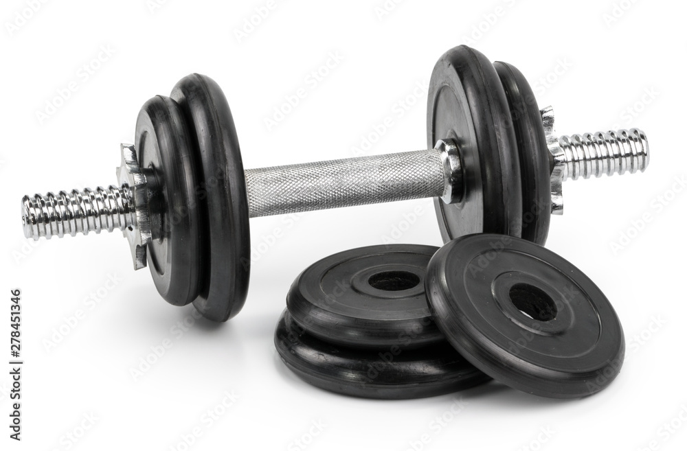 Naklejka premium Gym dumbbells isolated white background