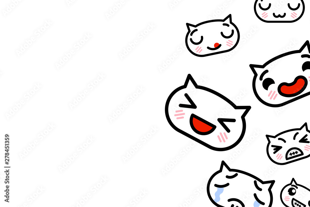Fototapeta premium Template banner with place for text - funny Emoji kittens Vector illustration