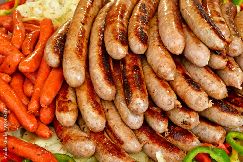 Rouen, France - june 10 2019 : stall of cooked saussages photo