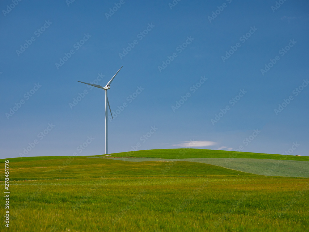 Fototapeta premium Wind turbines in the fields of Castilla y Leon in Spain.