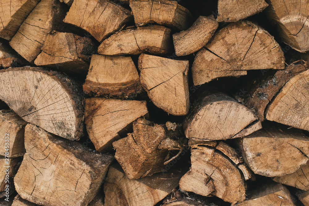 custom made wallpaper toronto digitalFirewood and logs for burning. Wood logs lie on each other.
