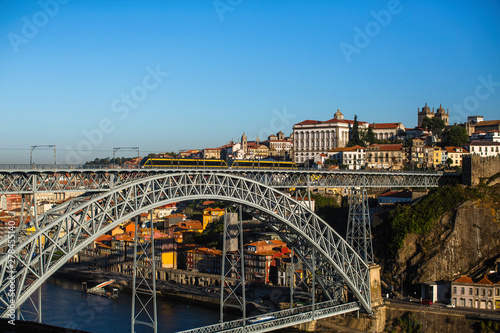 View of the Bridge Dom Luis I and Douro river in Porto, Portugal.