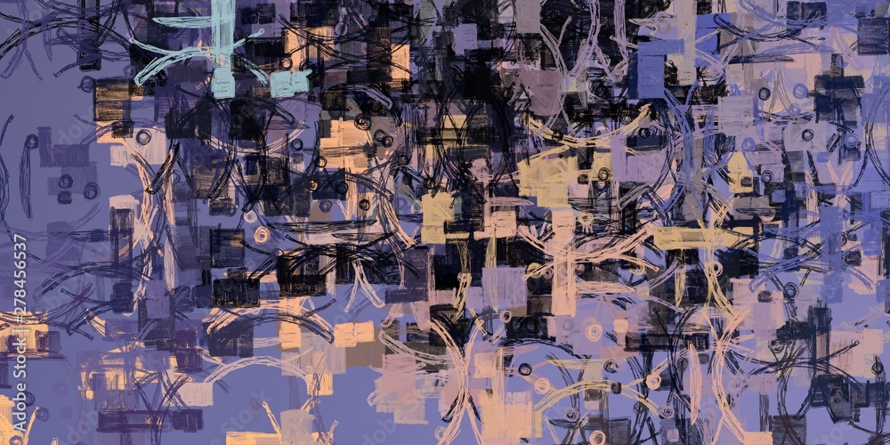 Fototapeta premium Handmade surreal abstract pattern. Modern artistic canvas. 2d illustration.