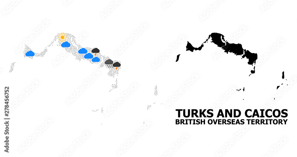 Obraz premium Weather Collage Map of Turks and Caicos Islands