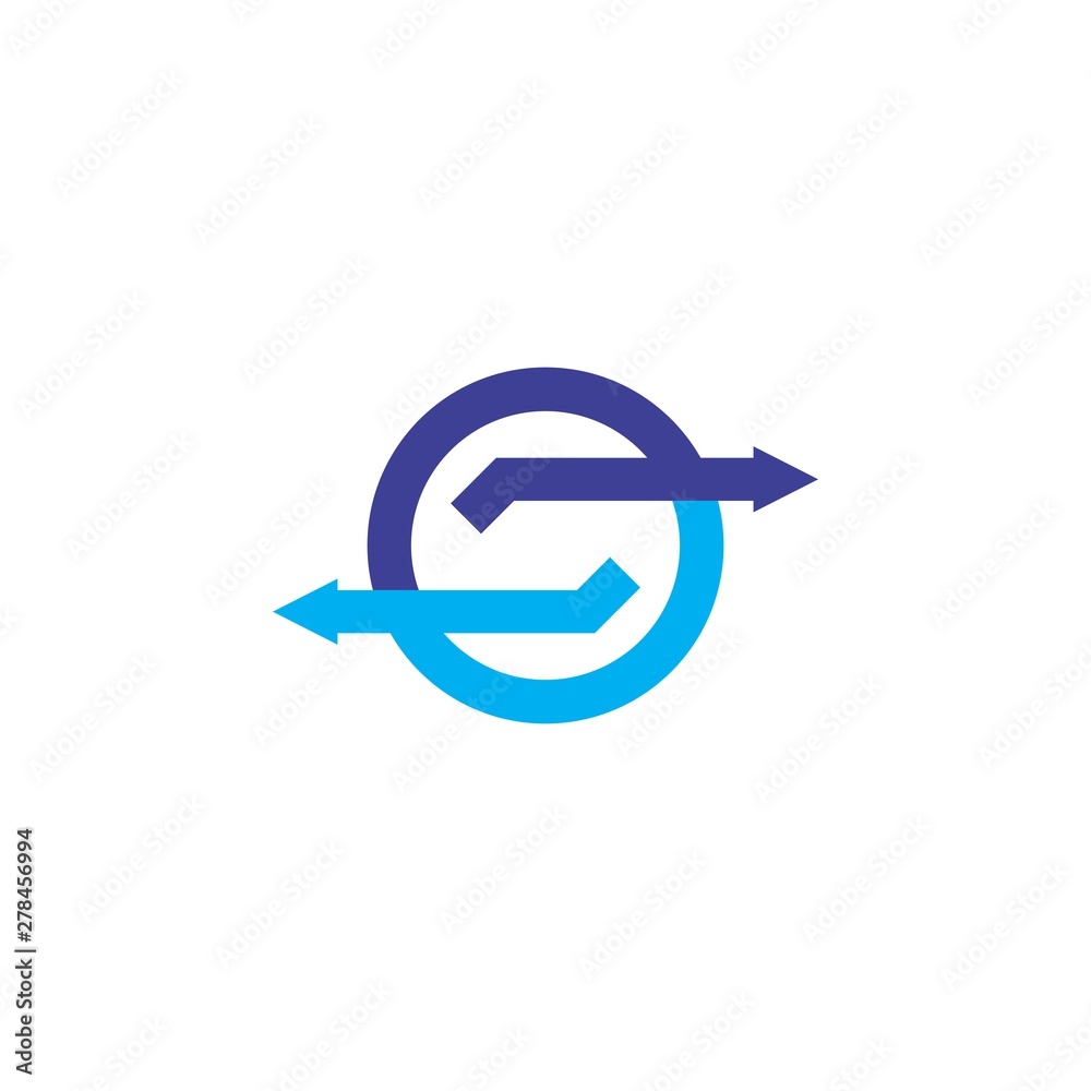 Circle with back and forth arrow logo design vector