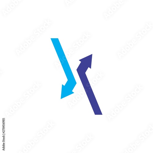 Letter X with up and down Arrow logo design vector