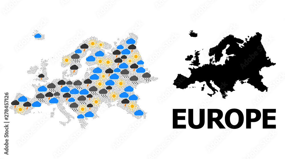 Naklejka premium Weather Mosaic Map of Europe