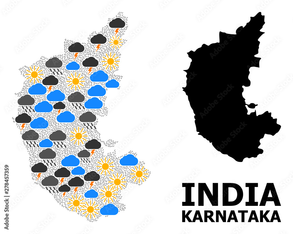 Weather Collage Map of Karnataka State
